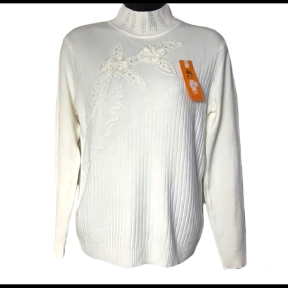 Vintage🧚♀️Lace-Panelled sequins long sleeve roll neck sweater size 8 - Picture 1 of 10